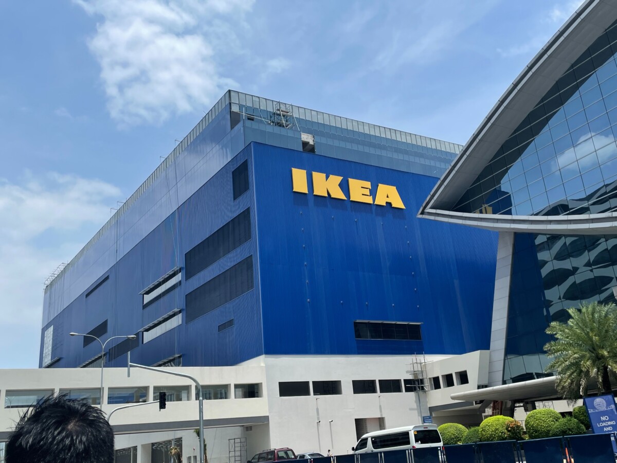 IKEA sign on the side of one of its large shops.