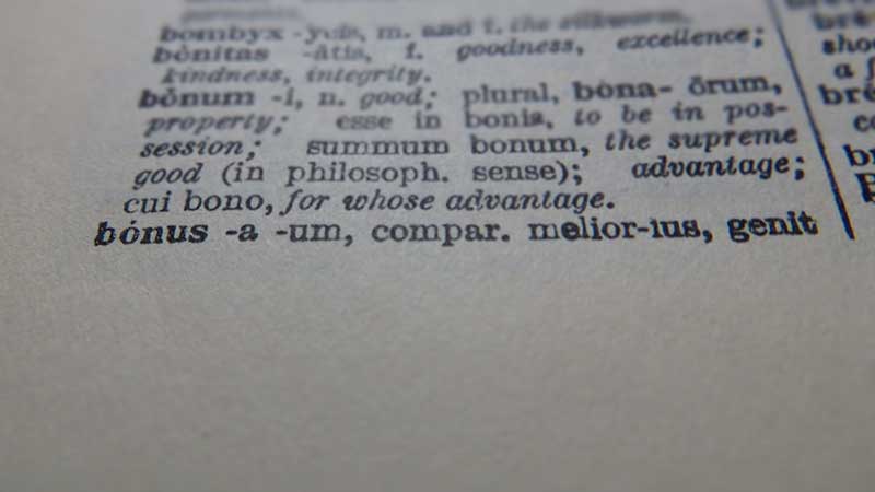 The Latin word 'bonus'