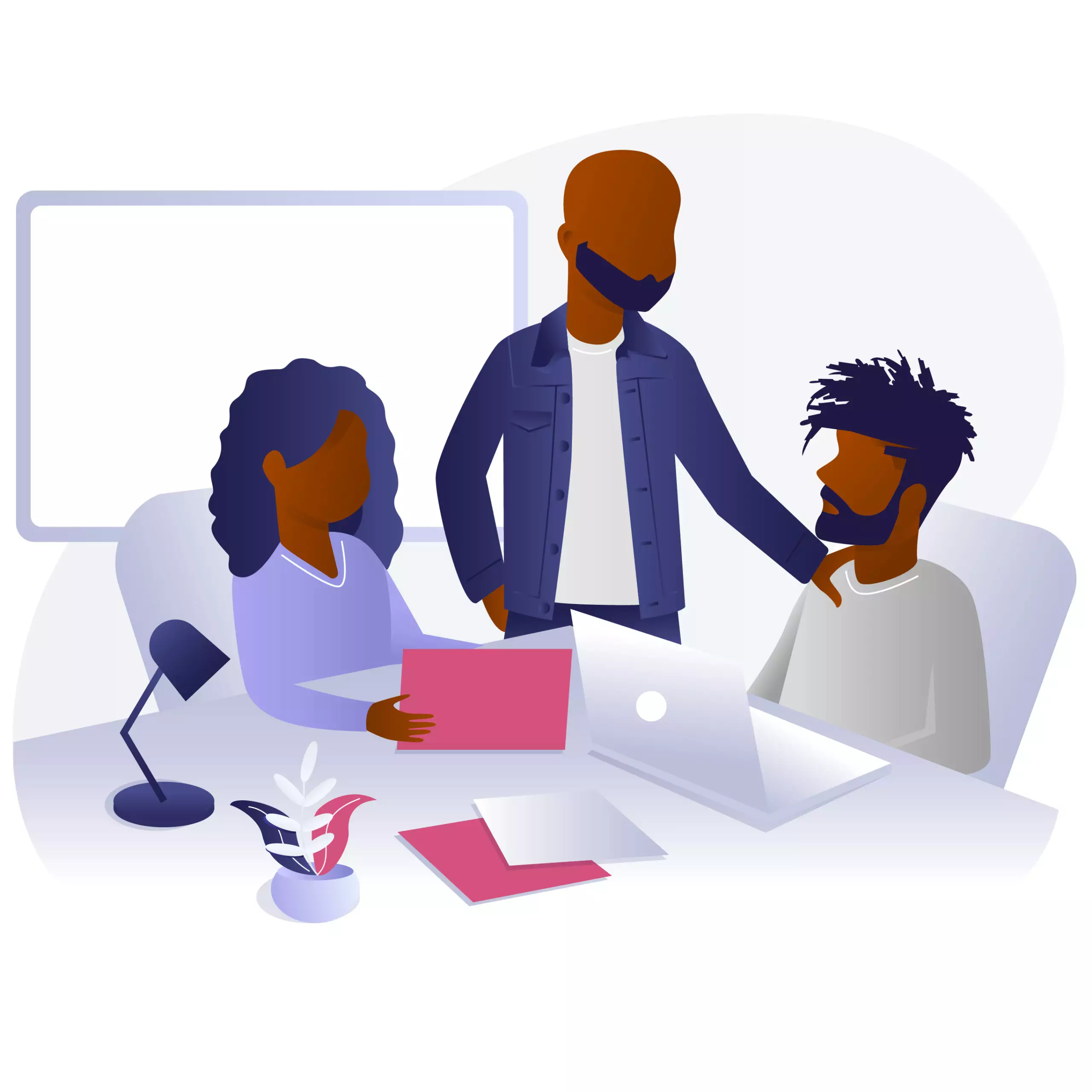 Black women and men in an office - source: black.illustrations