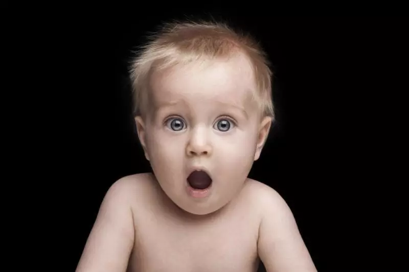 Look of shock on baby's face
