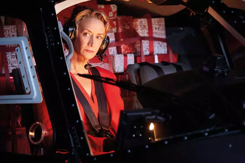 Mrs Claus pilots a helicopter in M&S' Christmas 2016 advert