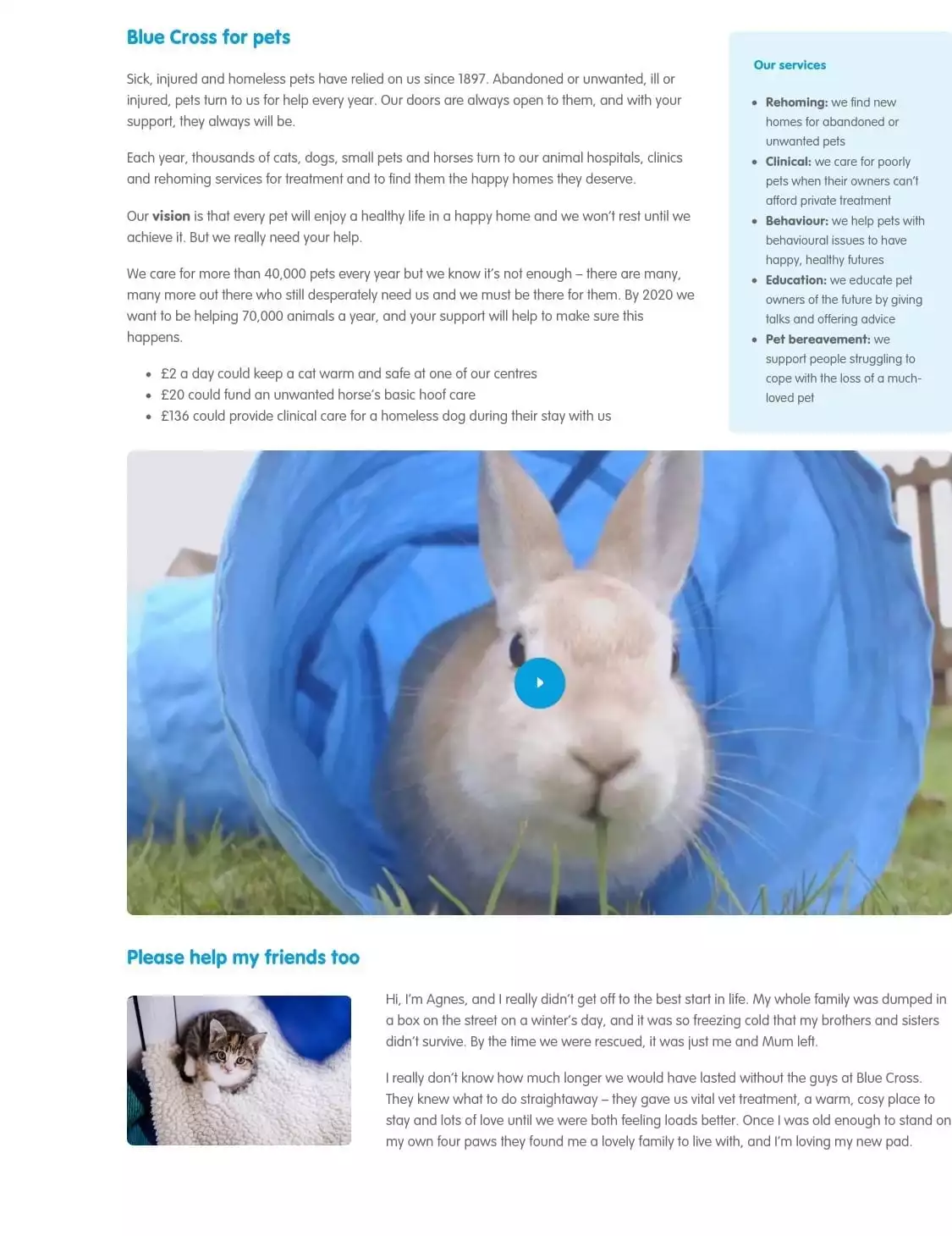 Blue Cross About Us page