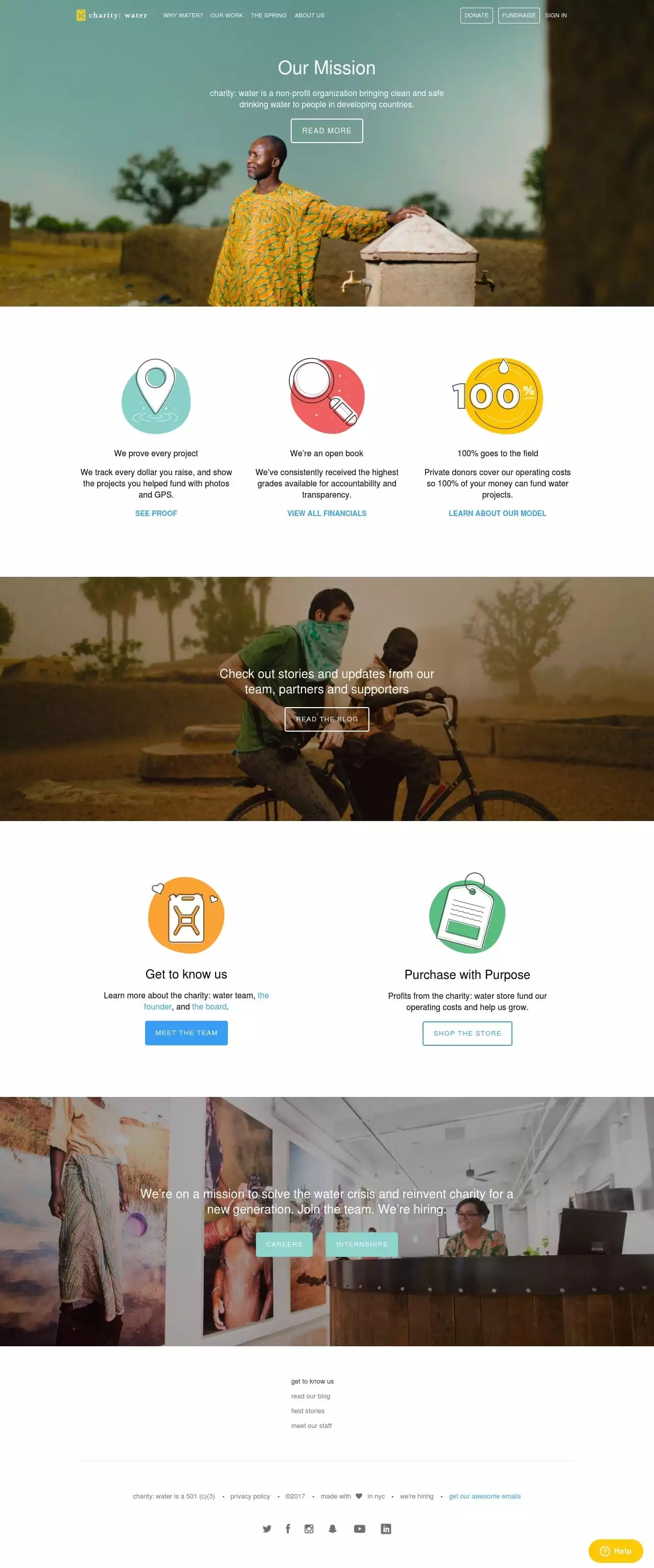 Charity Water's About Us page