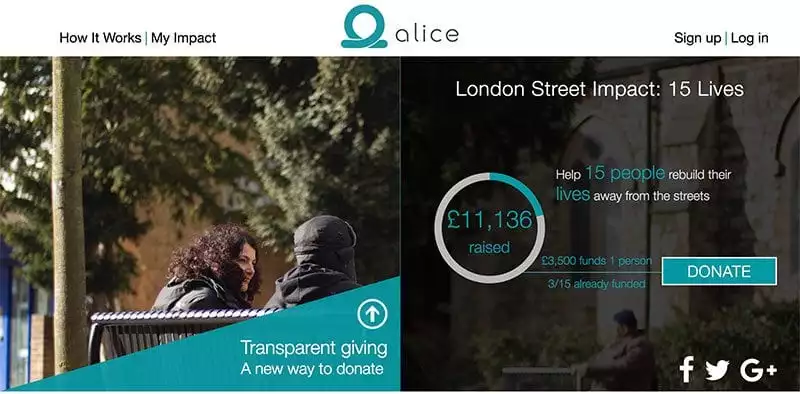 St Mungo's appeal using blockchain fundraising site alice.si