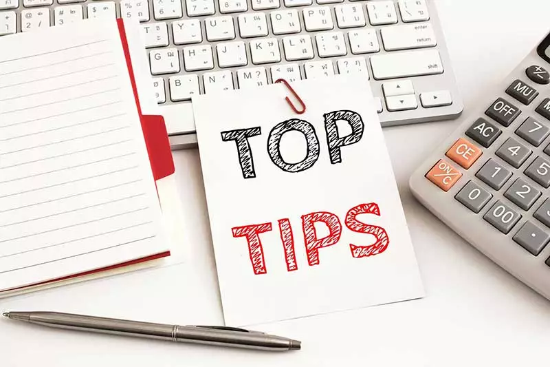 Top tips, written in pen