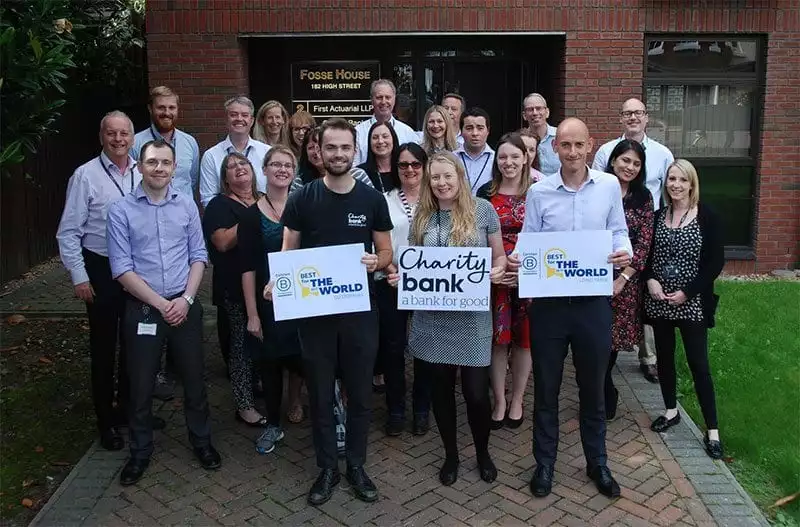 Charity Bank staff celebrate their B Corp win