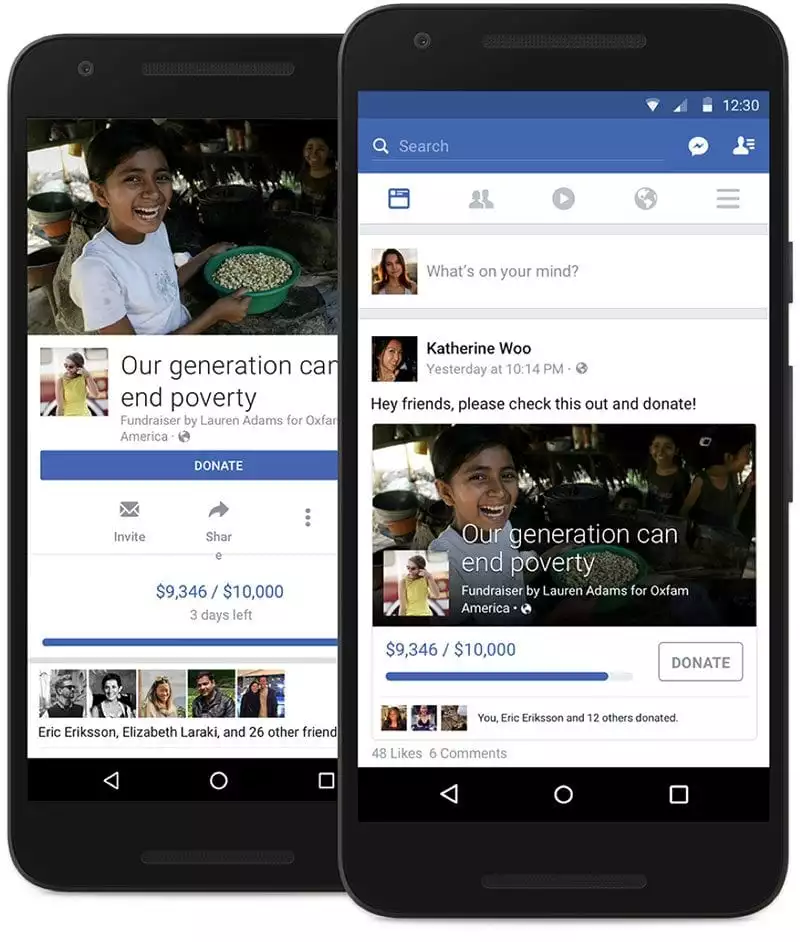 Facebook Fundraiser example