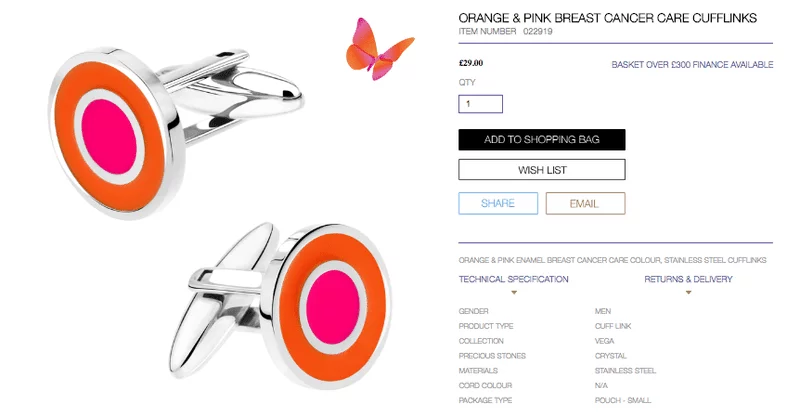 tresor paris cufflinks breast cancer care