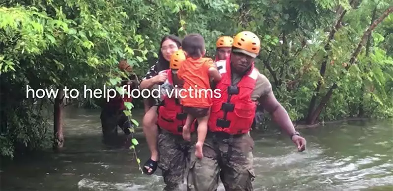 Google search - how to help flood victims