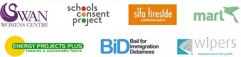 Logos of small charities that have received a free Whitefuse website