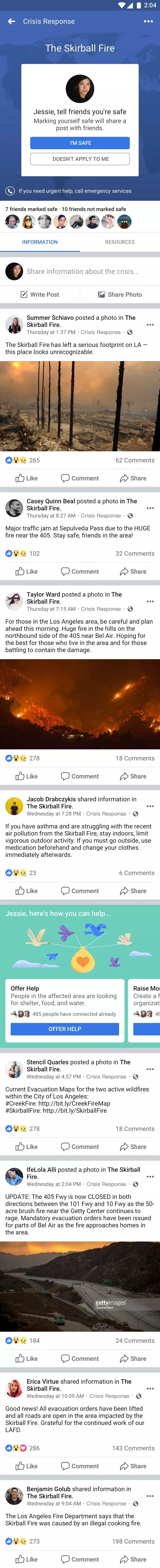 Facebook Crisis Centre - sharing firsthand information