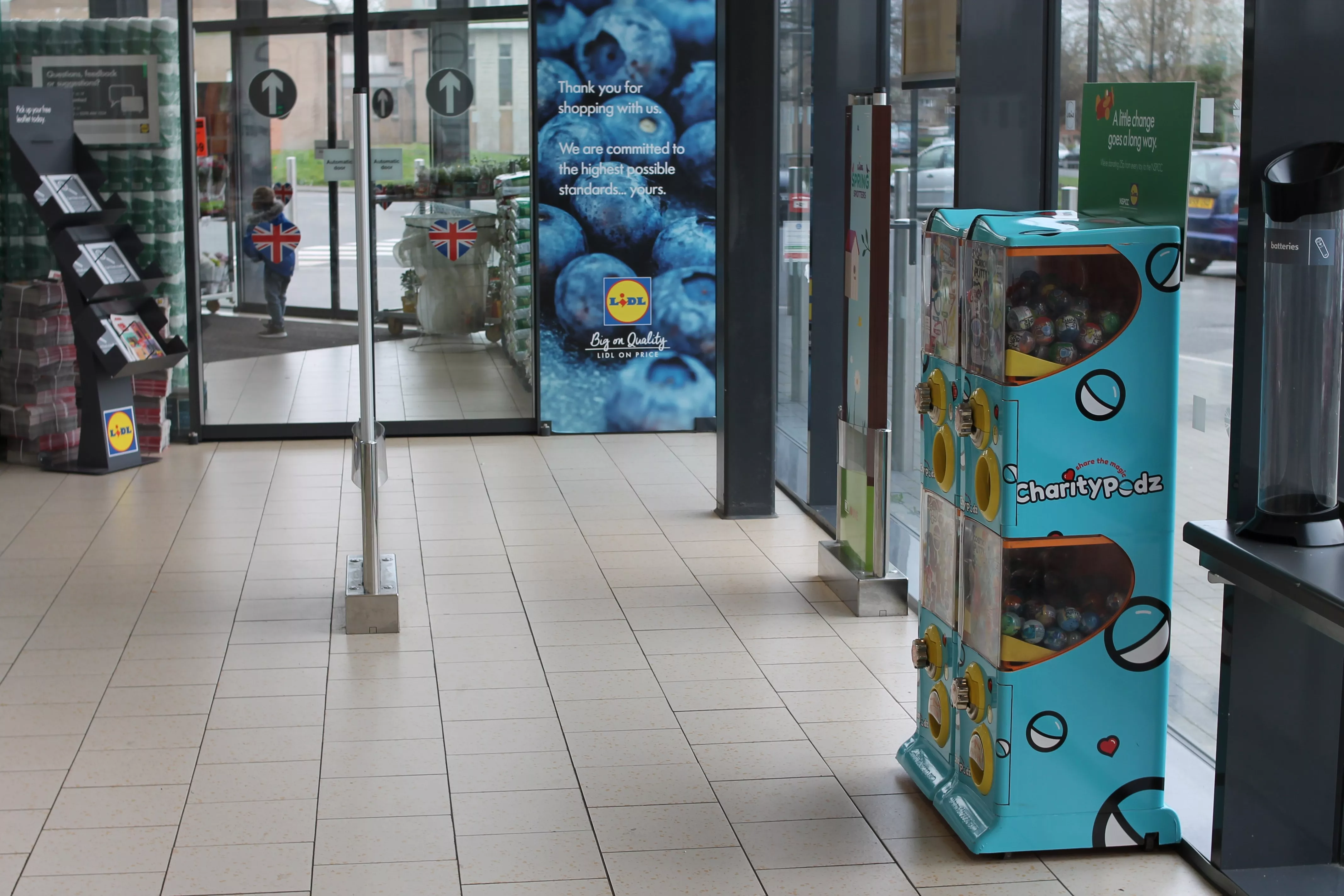 CharityPodz vending machine in Lidl store