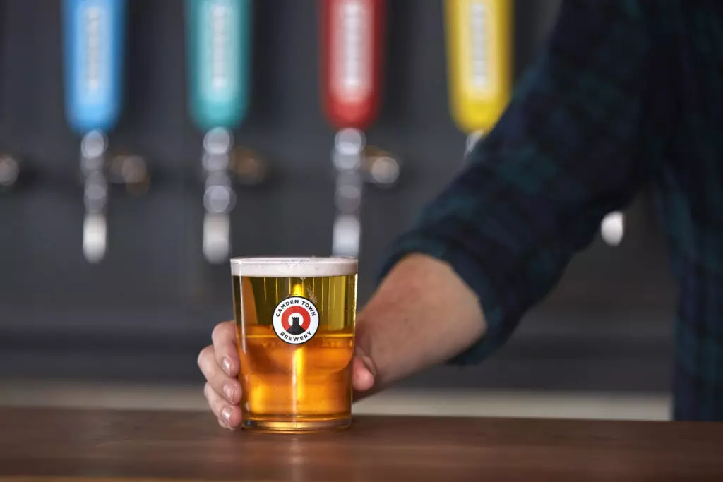 Fresh Pint of Camden, served at a bar