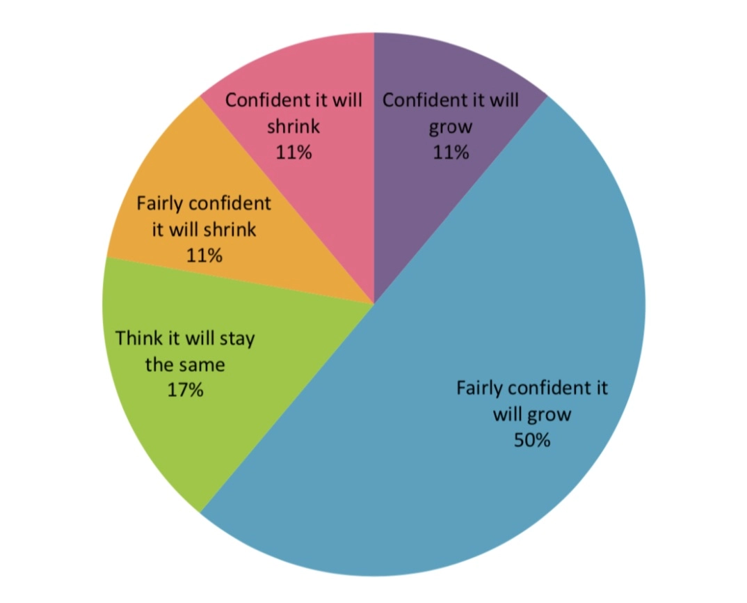 Pie chart showing expectations of growth from US fundraising leaders
