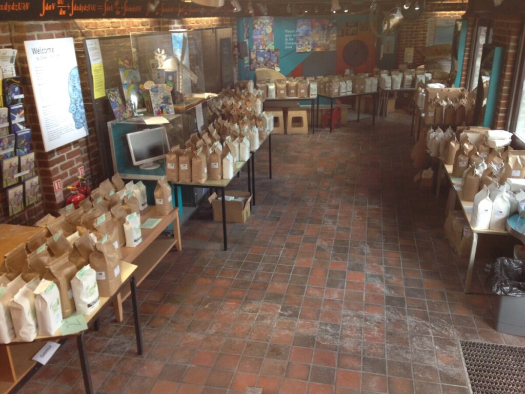 Bags of flour milled by Greens Windmill Trust by by Jamie Duff Greens Windmill Trust