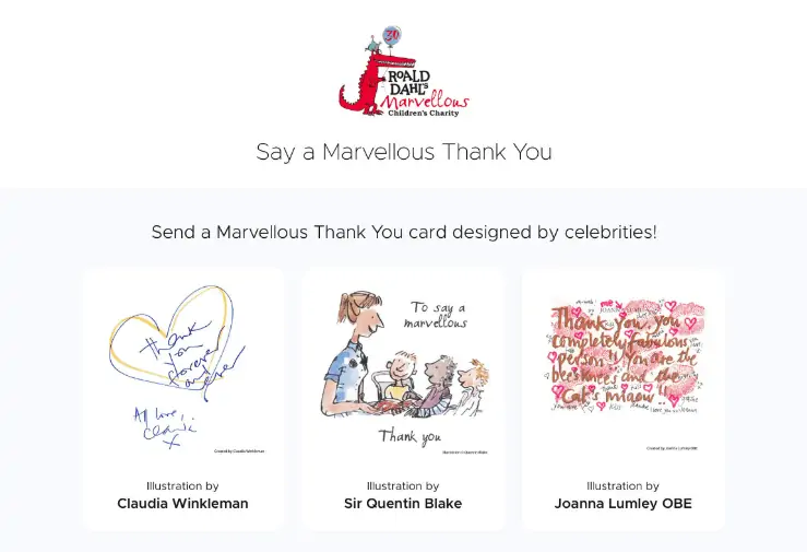 Celebrity designed cards for Roald Dahl's Marvellous Children's Charity