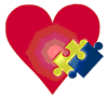 Illustration of a heart with two connecting jigsaw pieces