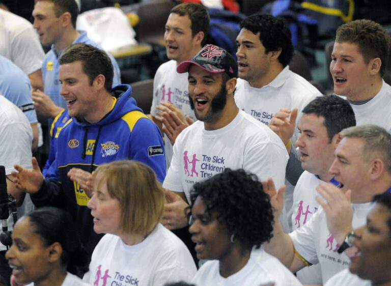 Singers in the Leeds Rhinos choir, 3 February 2010