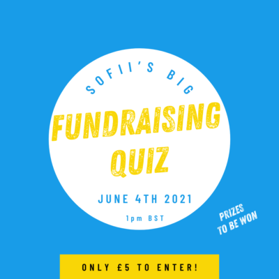 SOFII's Big Fundraising Quiz 2021. June 4th 2021 1pm BST. Prizes to be won. Only £5 to enter!
