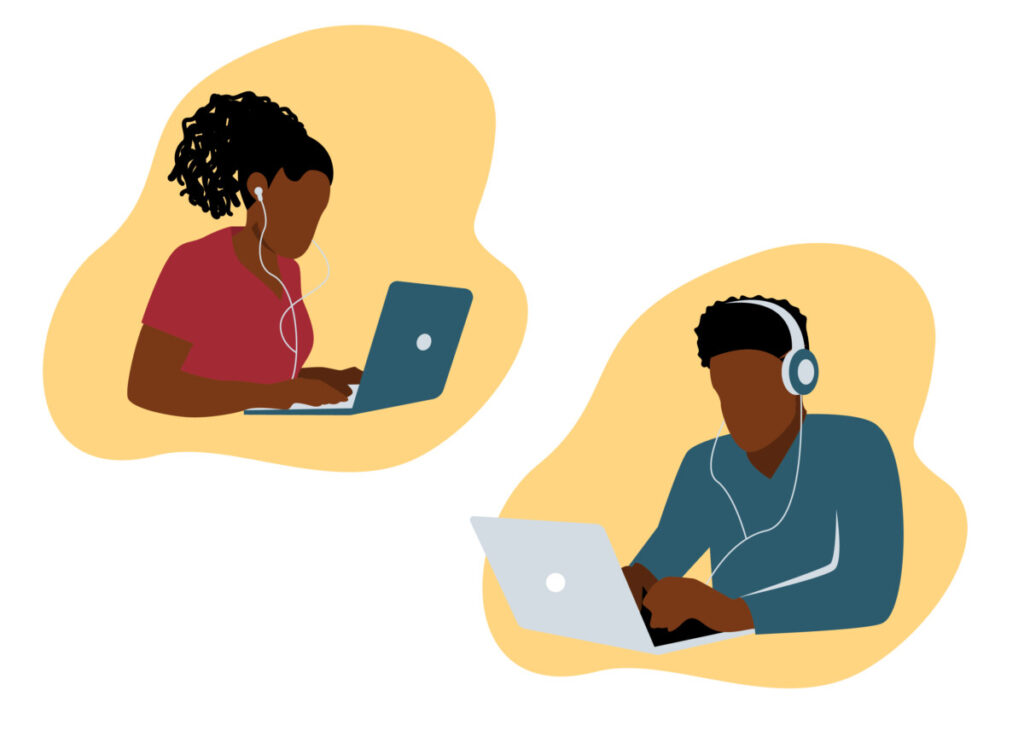 Young Black Adult Studying - BlackIllustrations