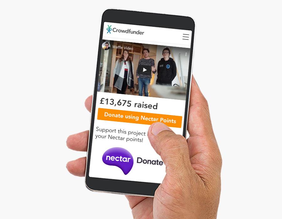 Nectar Donate - mockup of donated points on a mobile phone