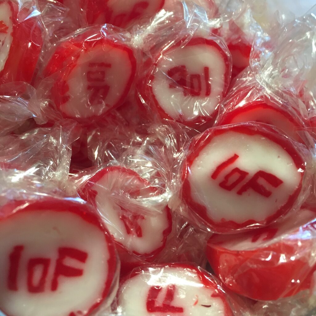 IoF sweets in wrappers. Institute of Fundraising merchandise at 2016 Convention. Photo: Howard Lake
