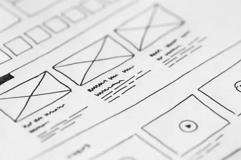 B/W pen sketch outline or wireframe design. Photo: Pexels.com