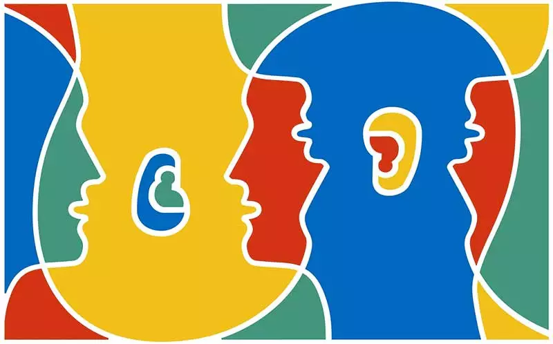 Talking heads in colour illustration