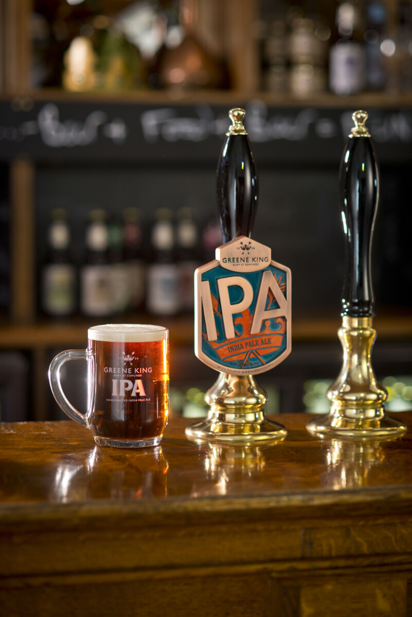 Greene King IPA pale ale on a bar. Photo: Greene King newsroom