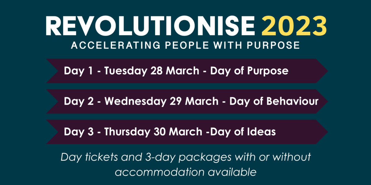 Revolutionise 2023 - event details with three days' topics