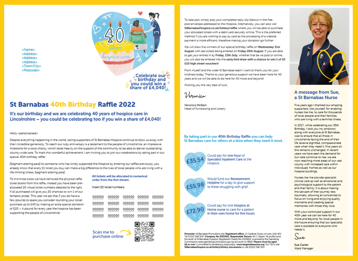 St Barnabas Hospice raffle mailer