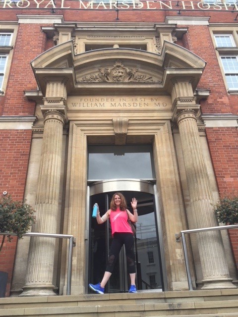 Fundraiser Shiona Ramage outside The Royal Marsden