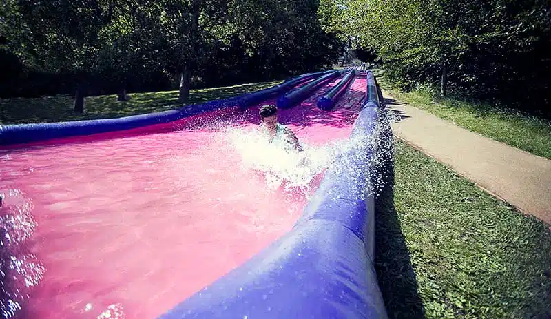 End of the ride at Cancer Research UK's Sliderider