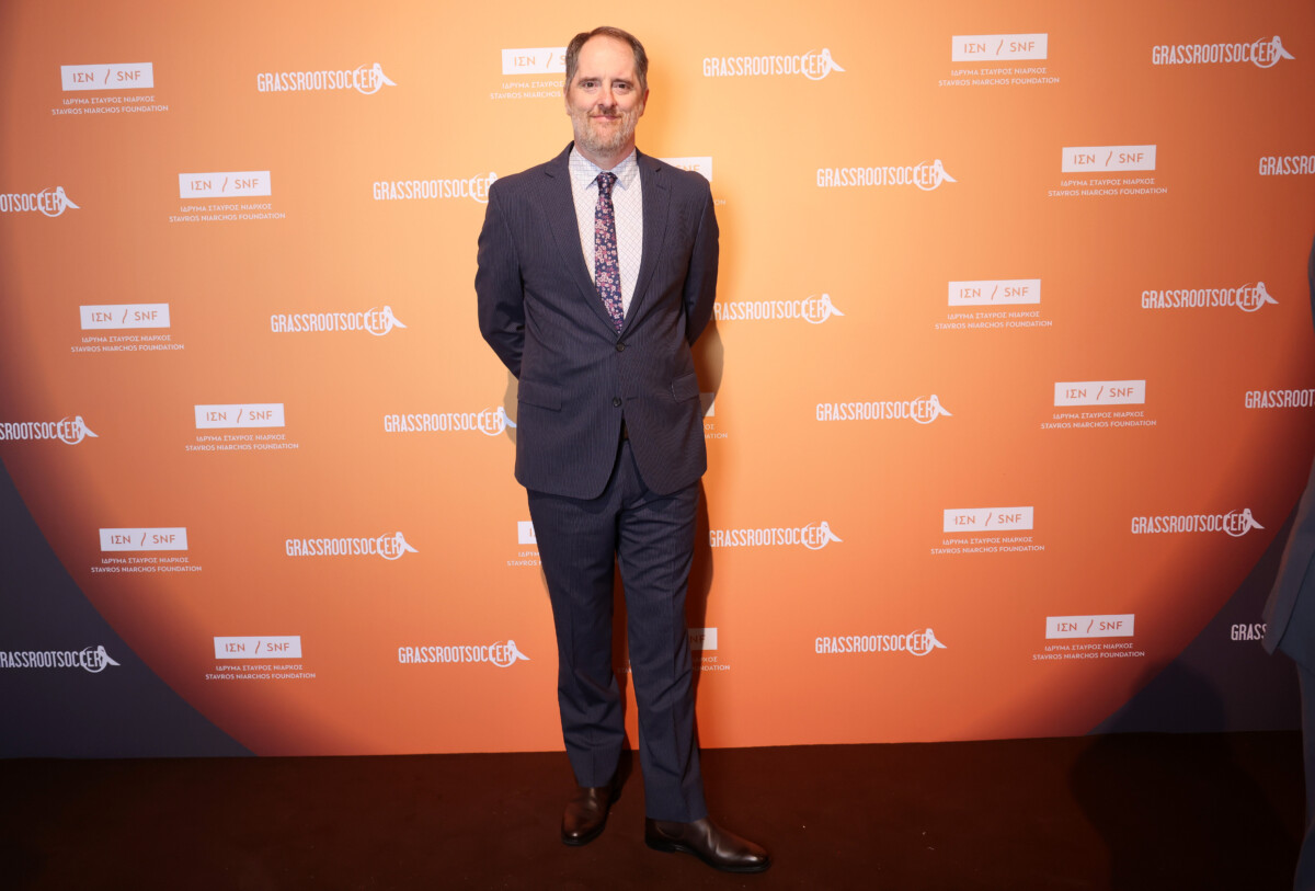 Brendan Hunt, who plays Coach Beard in Ted Lasso. Photo: Grassroot Soccer/Getty
