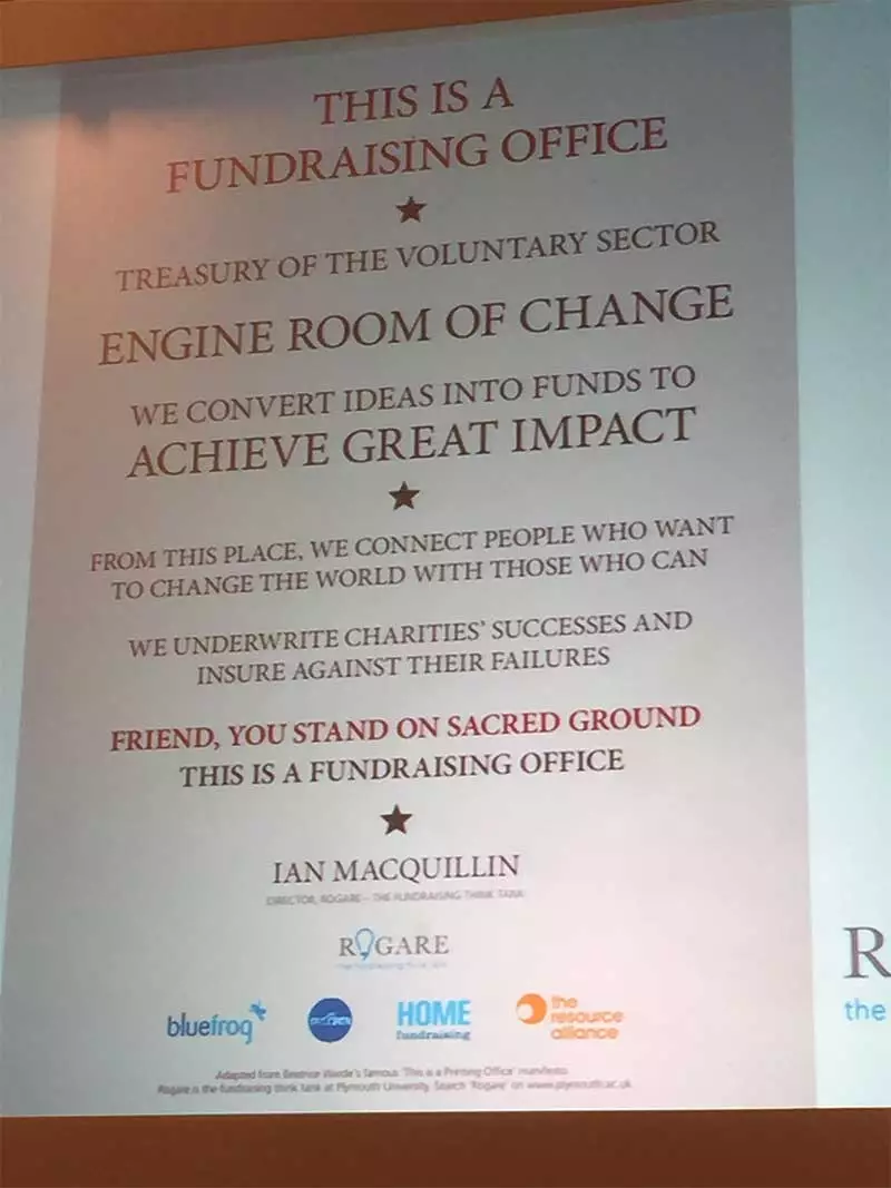 This is a fundraising office manifesto
