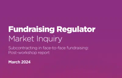 Cover of the Fundraising Regulator's market inquiry report on contracting in face-to-face fundraising.