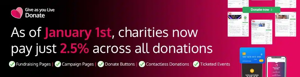 From January 1st, charities now pay only 2.5% across all donations