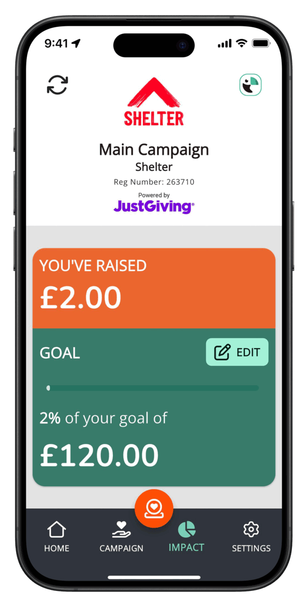Main campaign for Shelter page on a mobile device.