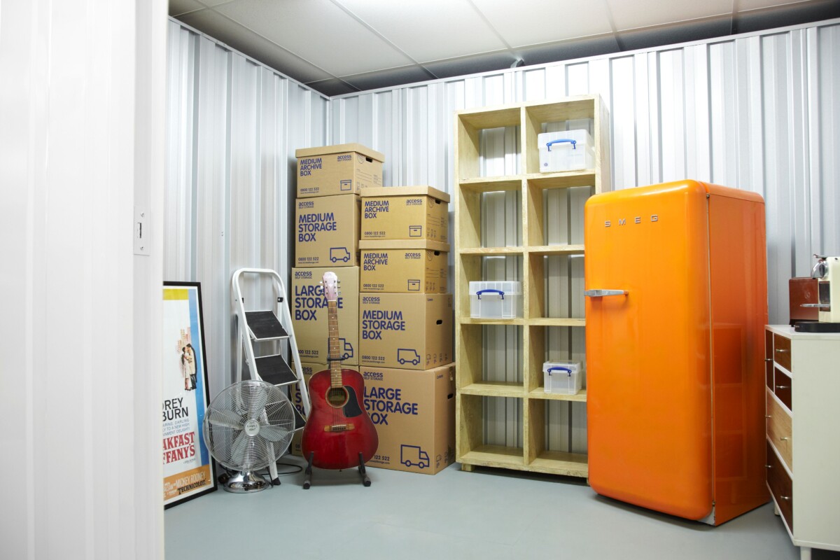Sample donated items in a self storage room