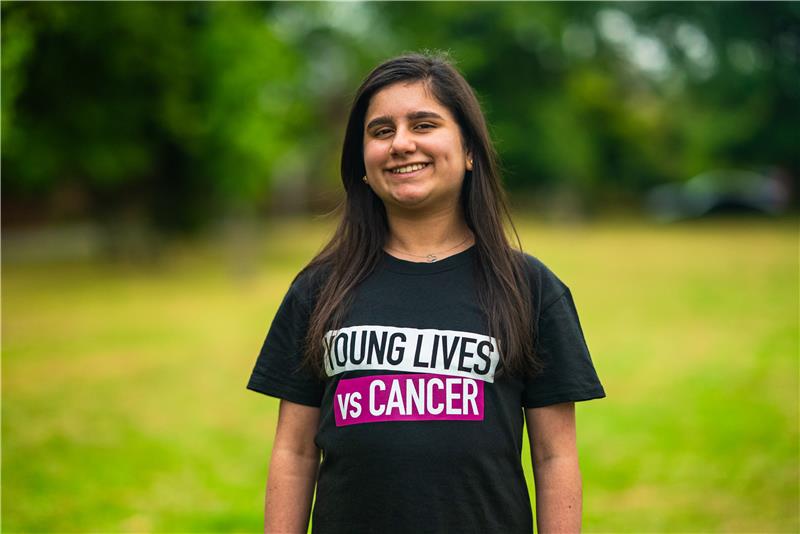 Maya Tohid in black Young Lives Vs Cancer t-shirt