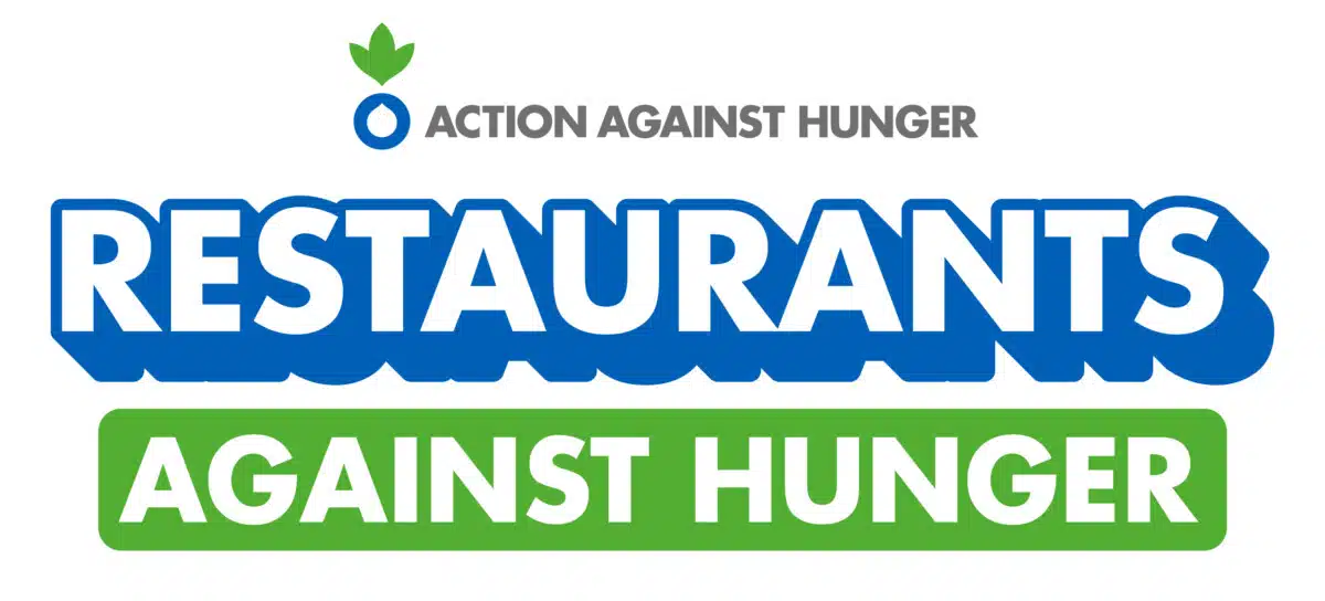 Action Against Hunger logo, and that of Restaurants Against Hunger
