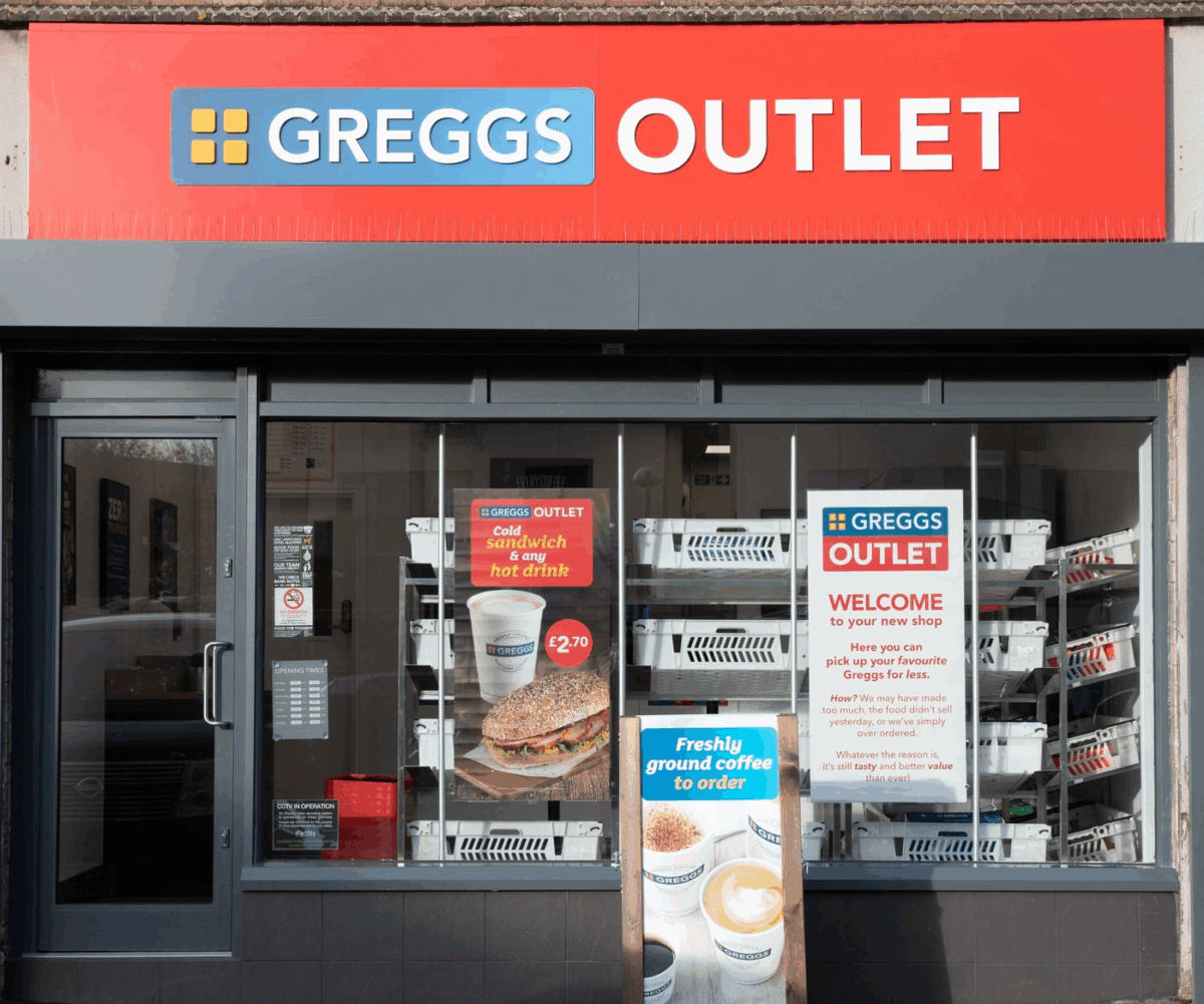 Greggs Outlet - shop front.