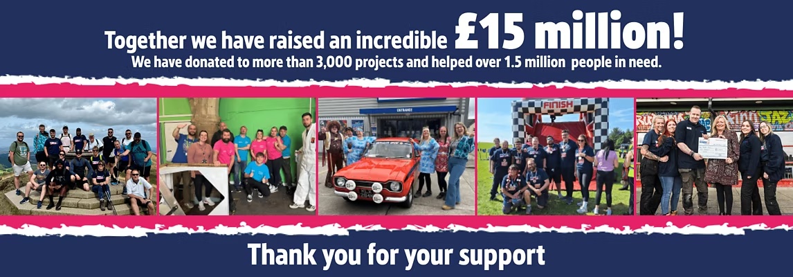 Screwfix Foundation says thank you for the support that has helped it raise £15 million.