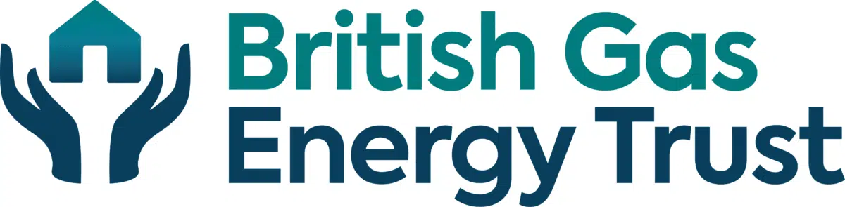 British Gas Energy Trust logo, with icon of two open hands holding from below a house.