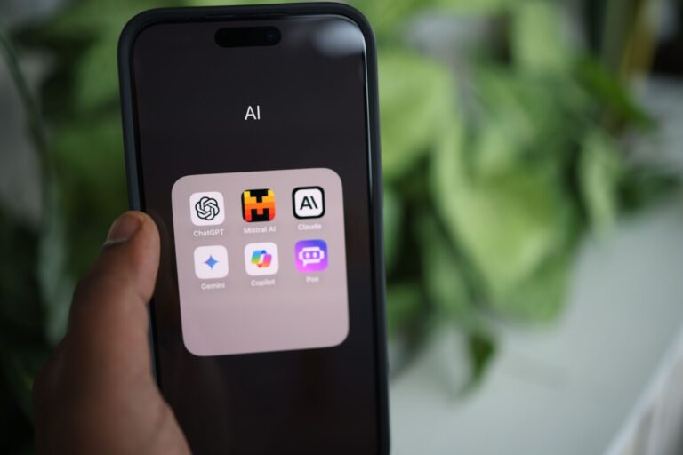AI app icons on a mobile phone screen