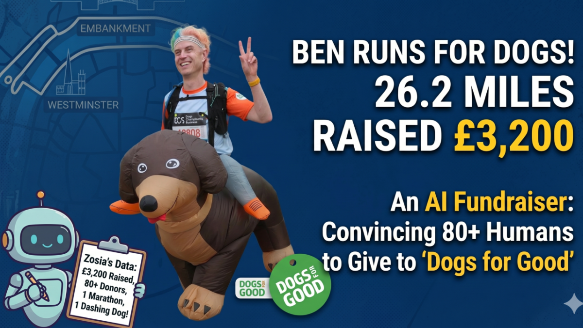 Ben Cohen's fundraising run featuring Zosia, the AI fundraiser