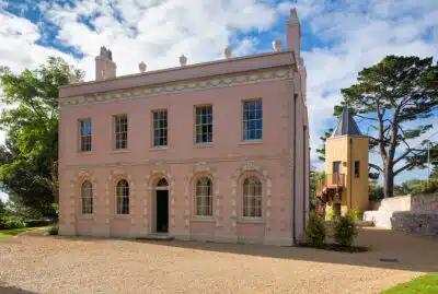 Landmark Trust property Belmont in Lyme Regis in pink.