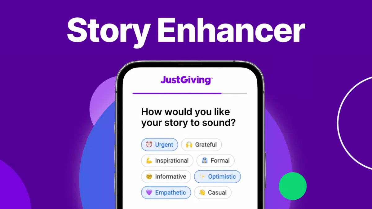 Story Enhancer. Illlustration of new AI-based tool from JustGiving.