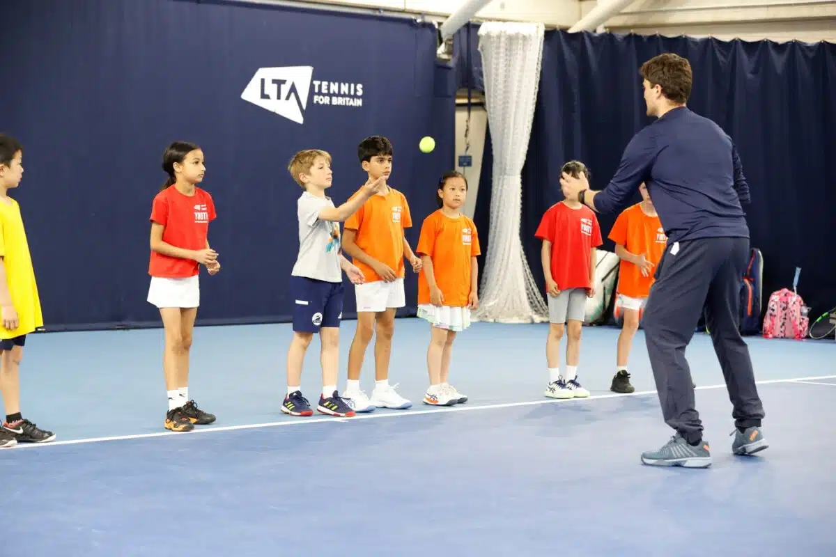 Children being introduced to tennis by the Lawn Tennis Association.