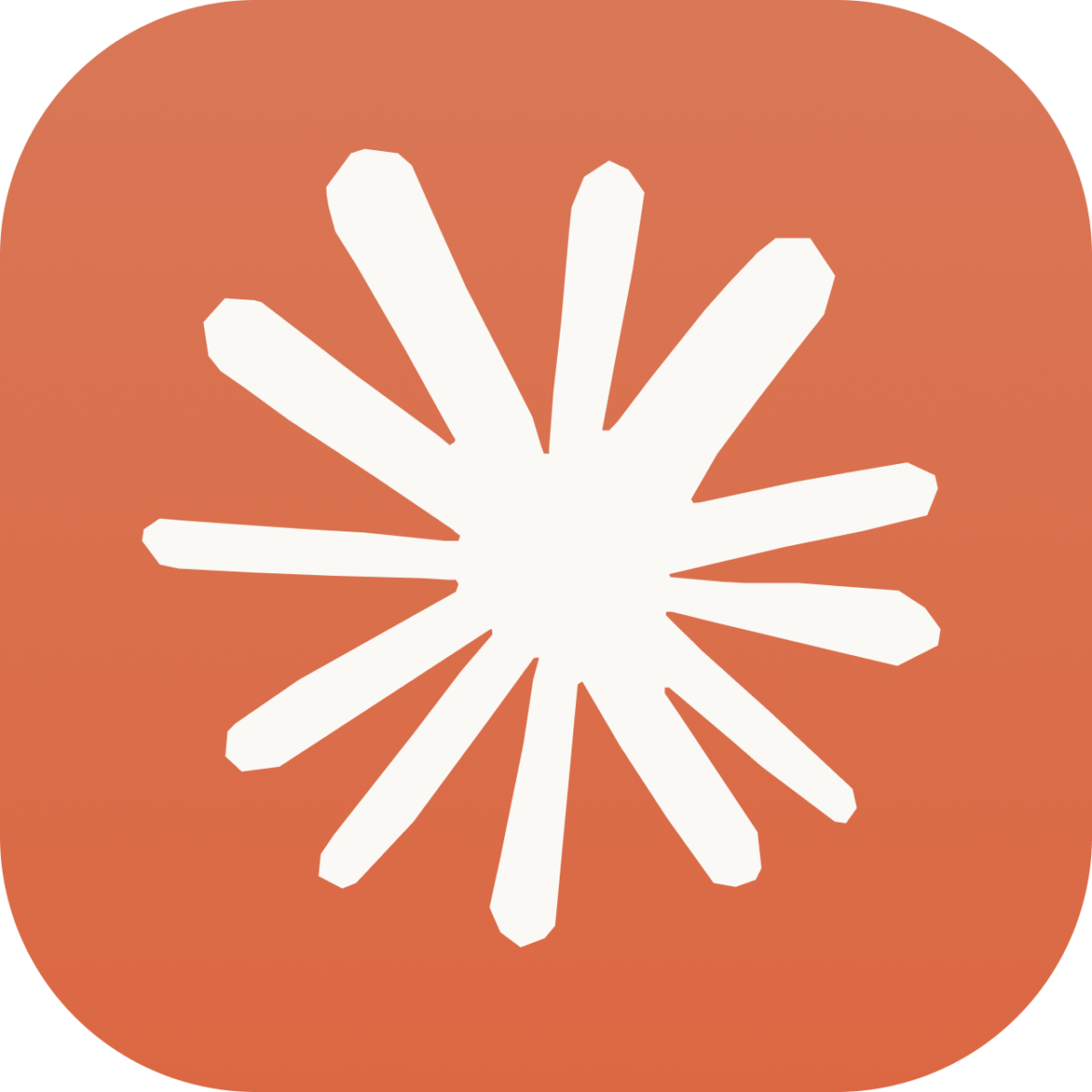 Claude icon - white asterisk/flower on a light orange background